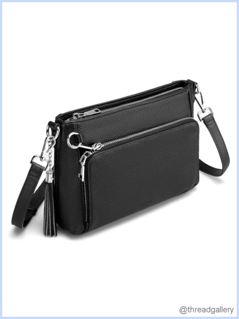 Genuine Leather Crossbody Bag RFID Anti Theft Built in Wallet Adjustable Strap
